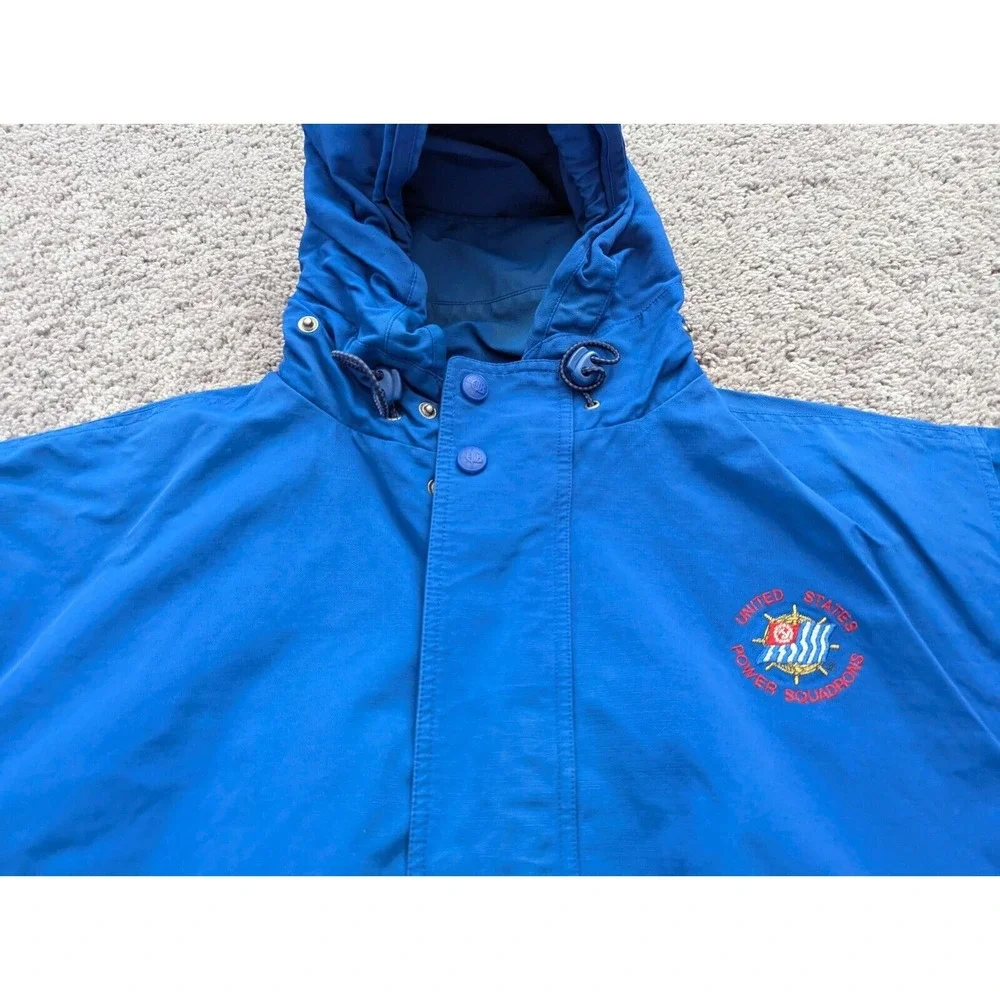 Vintage Outer Banks Crew Hoodie‎ Jacket Mens Large Snap Blue Windbreaker Logo